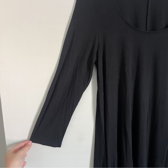 Lulus In Full Swing Black Three-Quarter Sleeve Swing Dress Medium - Picture 3 of 12